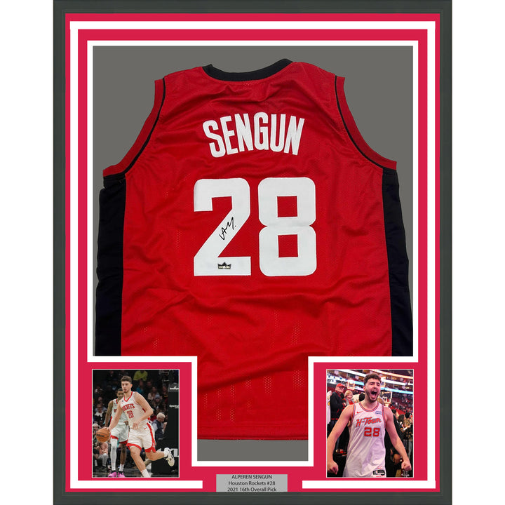 Framed Facsimile Autographed Alperen Sengun 35x39 Houston Red Reprint Jersey