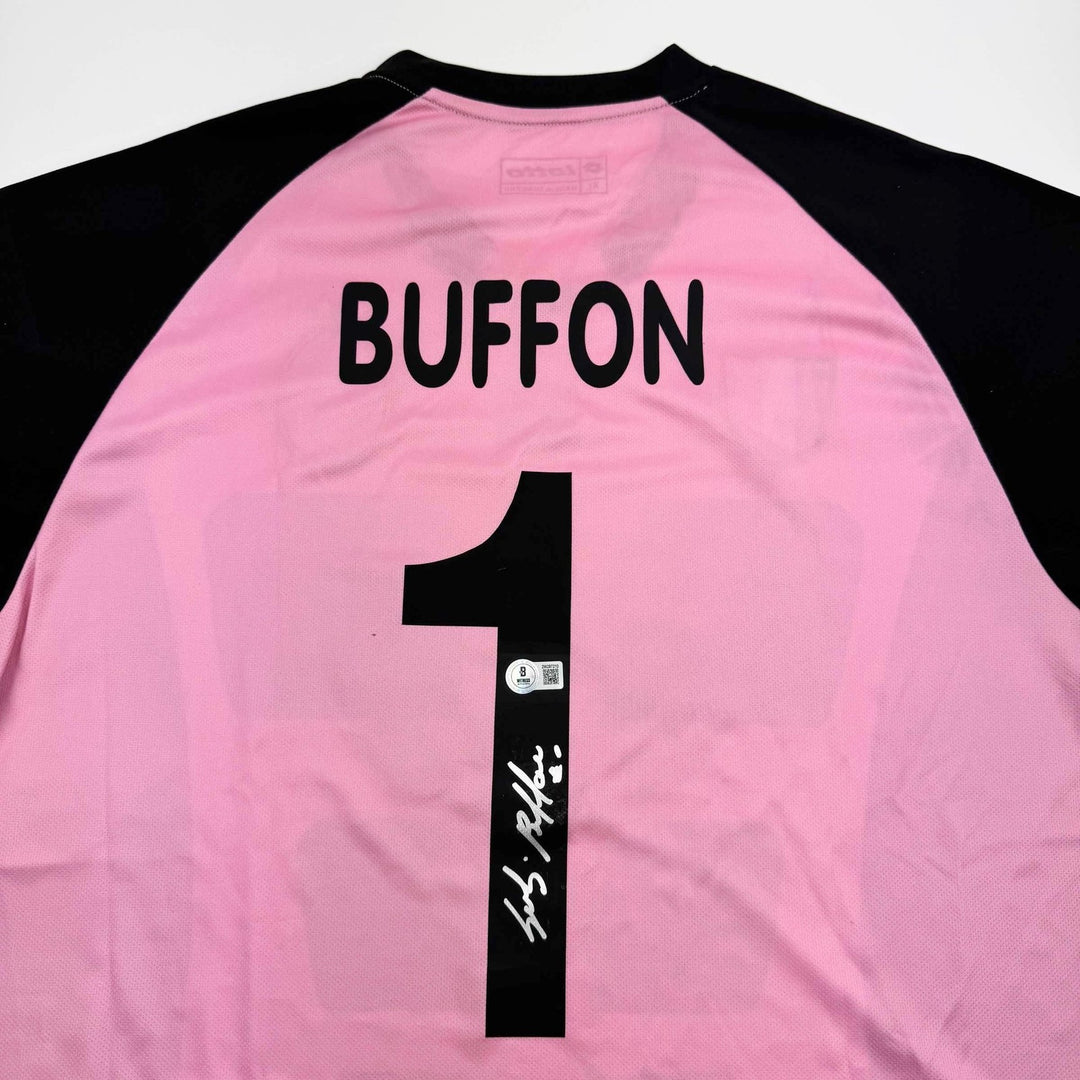 Autographed/Signed Gianluigi Buffon Juventus Pink Jersey Beckett BAS COA