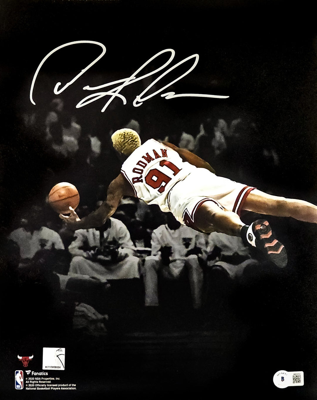Dennis Rodman Signed 11x14 Photo Chicago Bulls Beckett BAS Witness