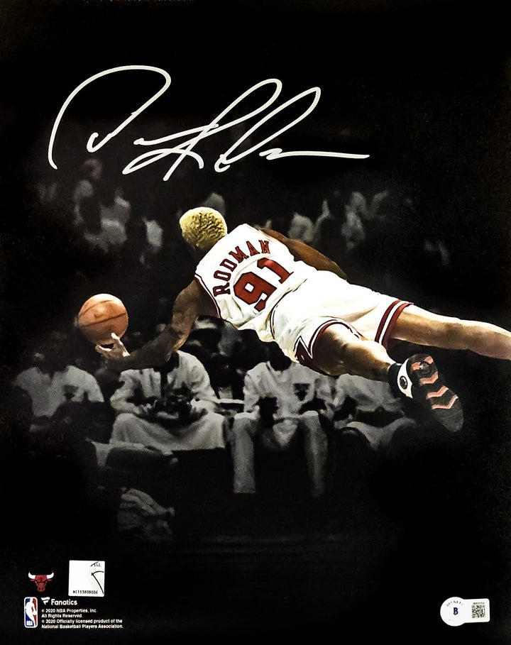 Dennis Rodman Signed 11x14 Photo Chicago Bulls Beckett BAS Witness