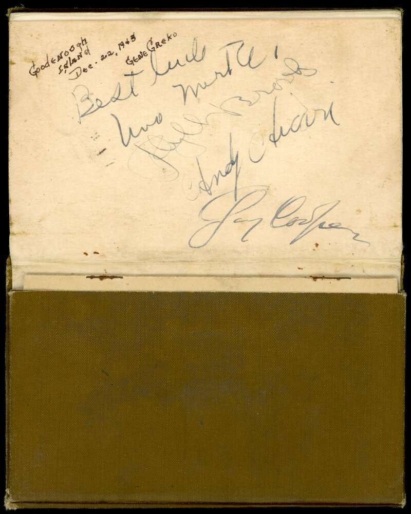 Gary Cooper Phyllis Brooks Una Merkel JSA LOA Signed WW2 Prayer Book Autograph