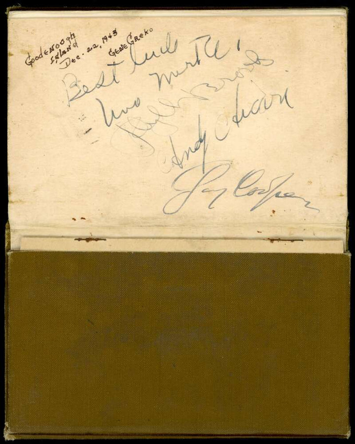 Gary Cooper Phyllis Brooks Una Merkel JSA LOA Signed WW2 Prayer Book Autograph