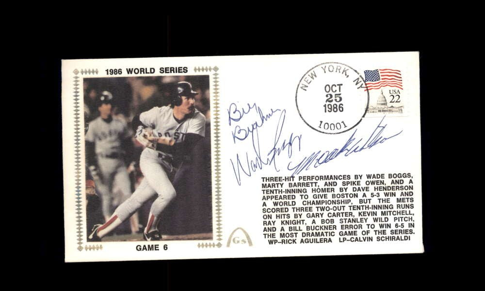 Wade Boggs Bill Buckner Mookie Wilson PSA DNA Signed 3 1986 World Series FDC