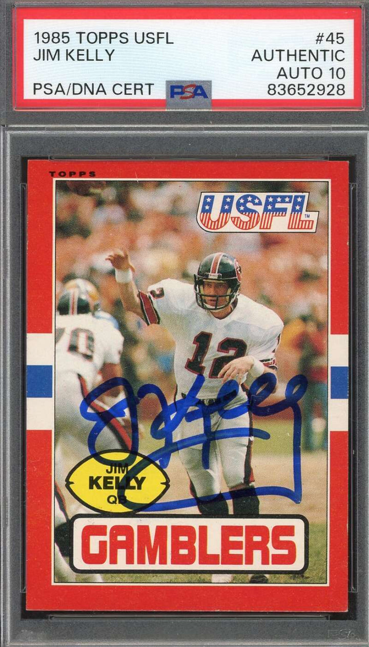 Jim Kelly Gem Mint 10 PSA DNA Signed 1985 Topps USFL Autograph