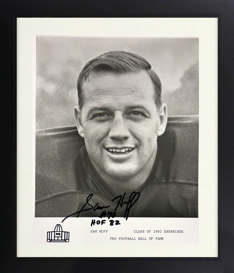 Sam Huff signed Washington/ NY Giants HOF Enshrinee 8x10 Photo minor ding Framed