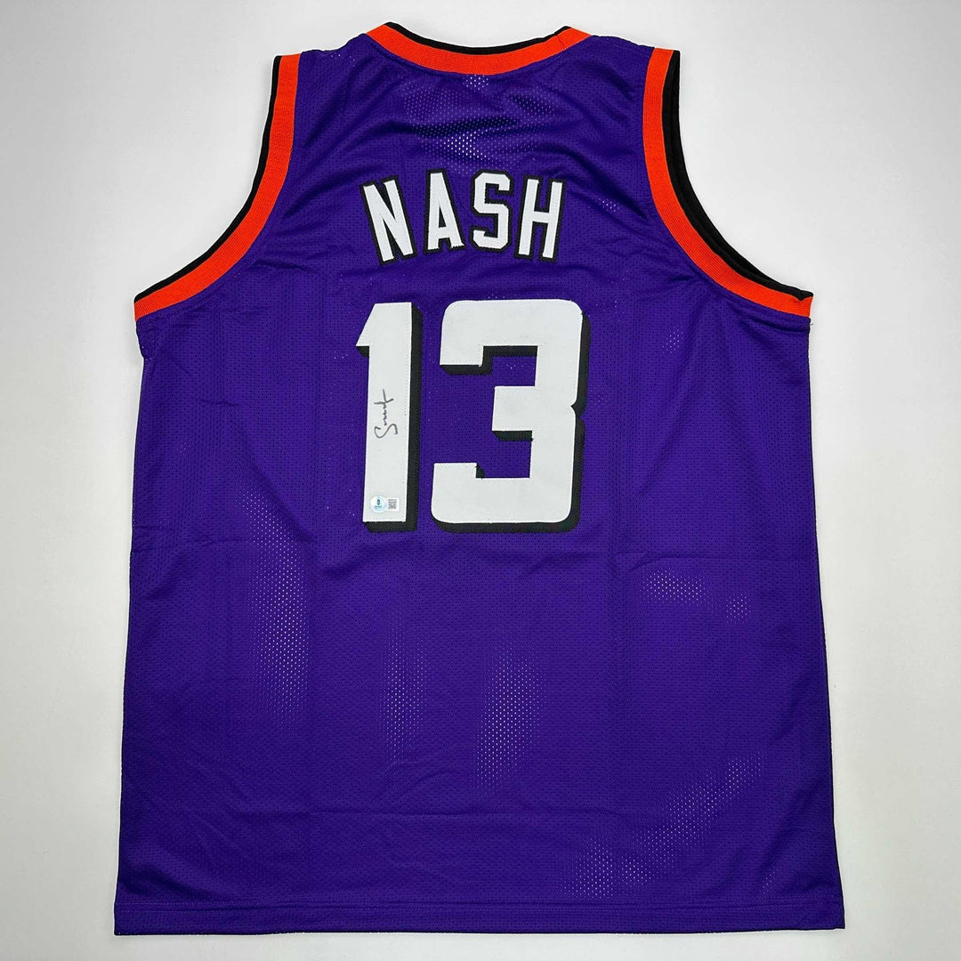 Autographed/Signed Steve Nash Phoenix Purple Jersey Beckett BAS COA