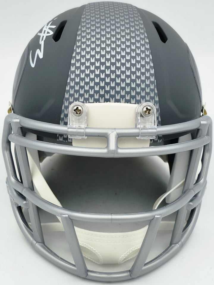 Nick Emmanwori Signed Seahawks Slate Silver Speed Mini Helmet Beckett Witness