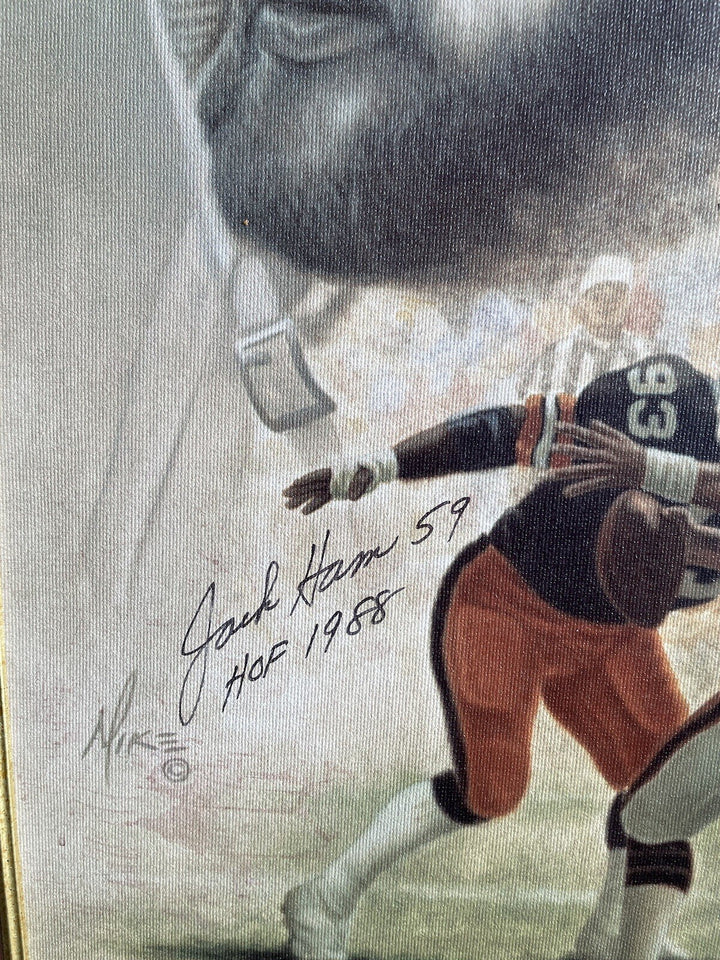 Jack Ham Signed 21x27 Framed Painted Canvas Steelers HOF 1988 Auto /59 Photo Coa