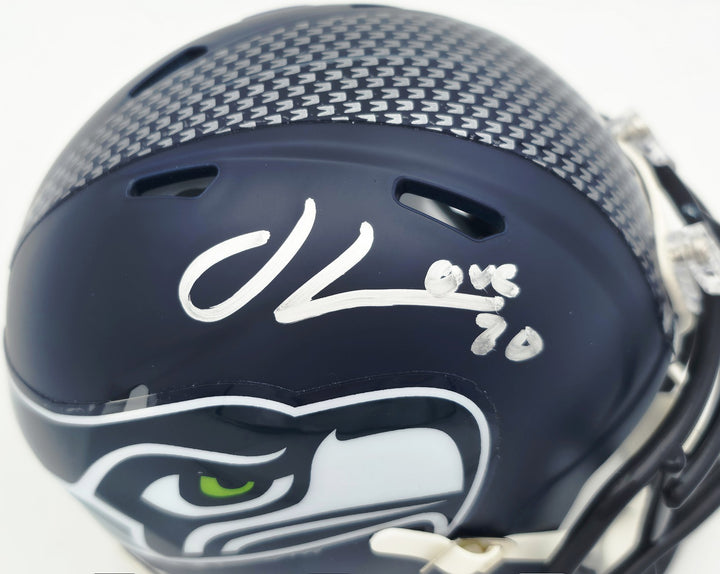 Julian Love Signed Seahawks Blue SB LX Champions Logo Speed Mini Helmet MCS Holo