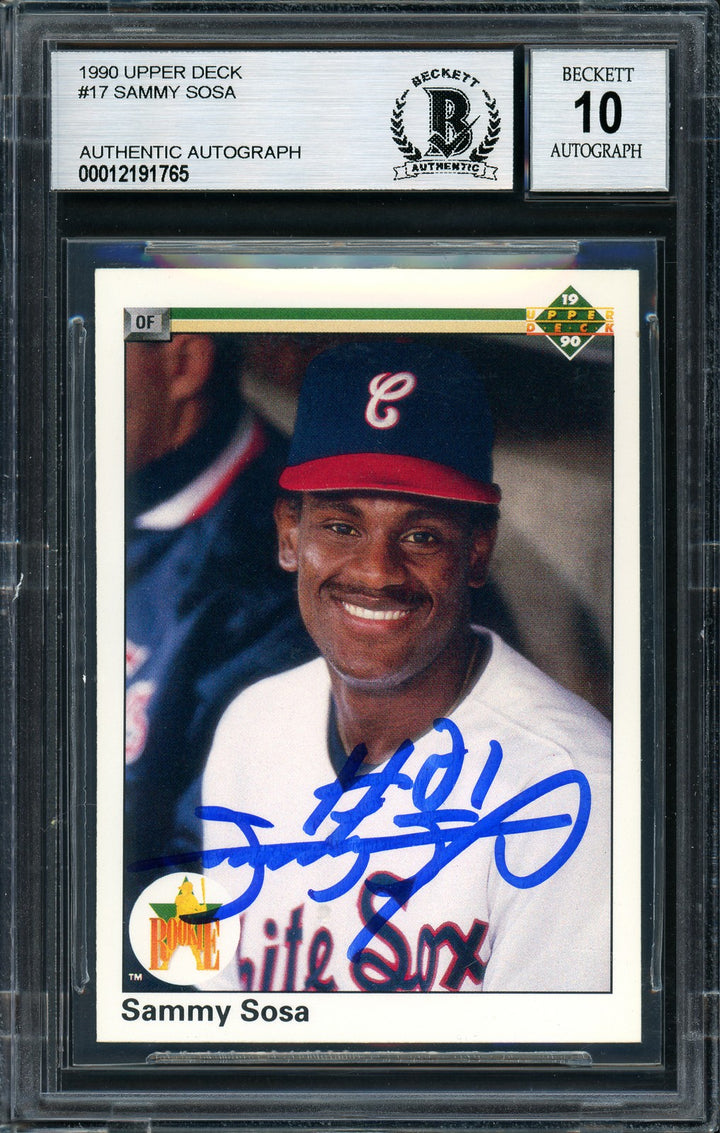 Sammy Sosa Signed 1990 Upper Deck RC #17 Chicago White Sox Auto Grade 10 Beckett