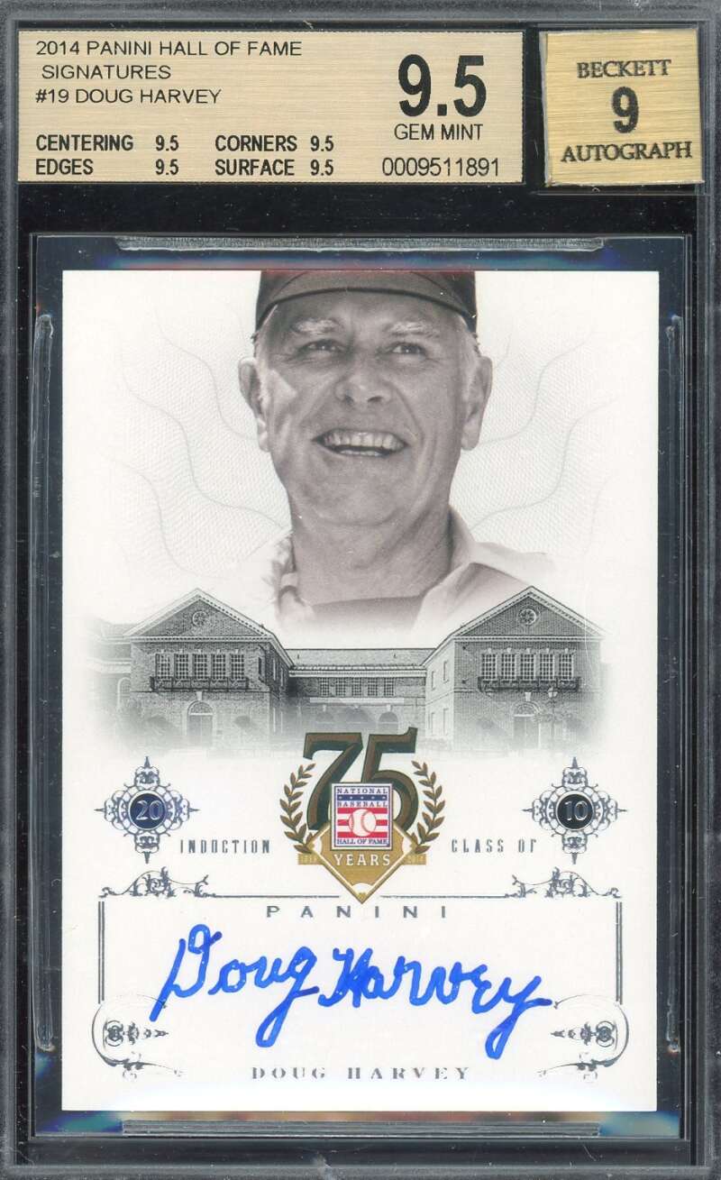 Doug Harvey Mint 9 Beckett BAS Signed 2014 Panini Hall of Fame Signatures Autogr