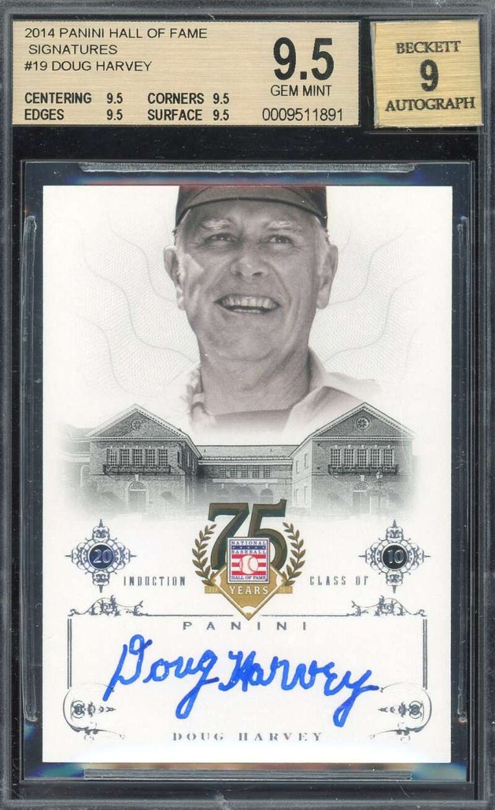 Doug Harvey Mint 9 Beckett BAS Signed 2014 Panini Hall of Fame Signatures Autogr