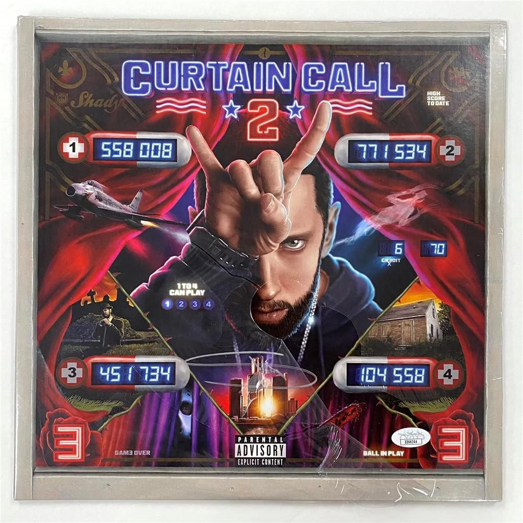 Eminem signed Curtain Call 2 vinyl record album cover LP autograph JSA