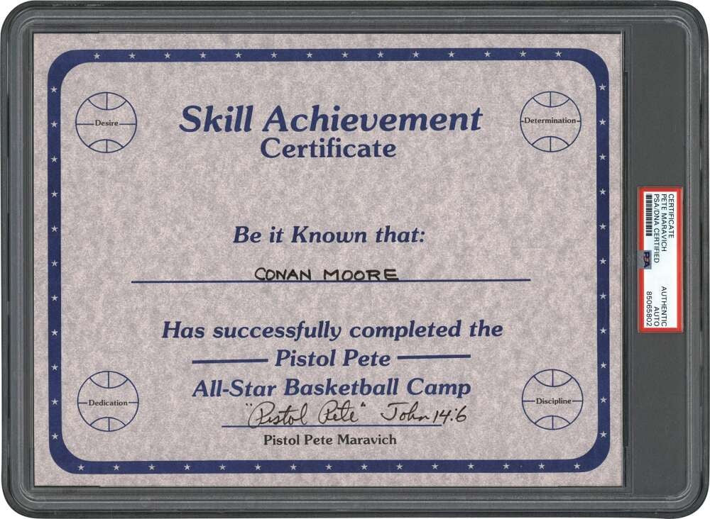 Pistol Pete Maravich PSA DNA  Rare Autograph Camp Certificate Signed