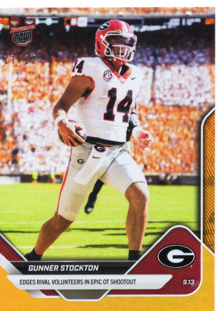 2025 Topps Bowman U Now Gunner Stockton #12 Orange Foil /25 Georgia Rookie Card