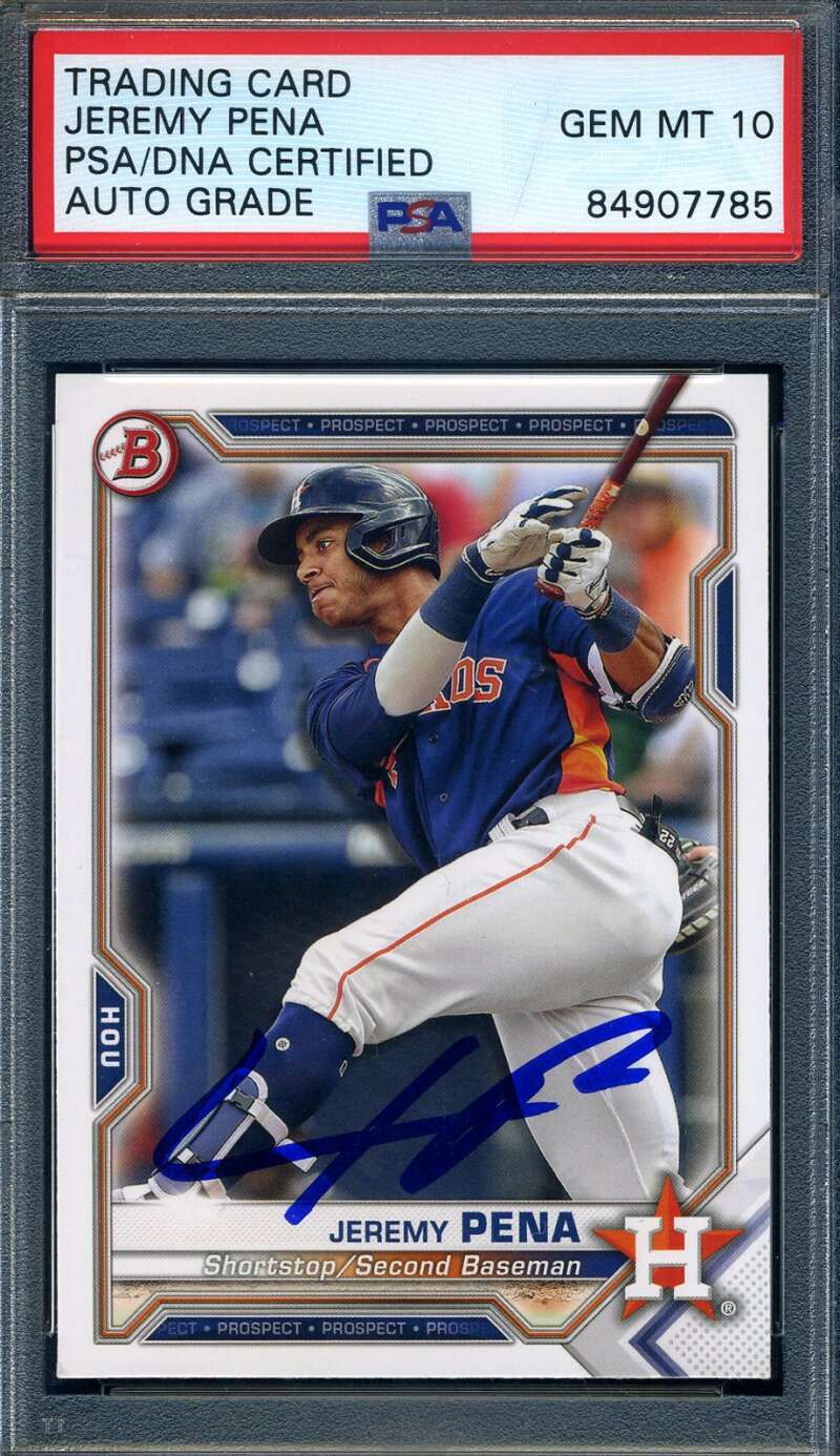 Jeremy  Pena Gem Mint 10 PSA DNA Signed 2021 Bowman Rookie Autograph