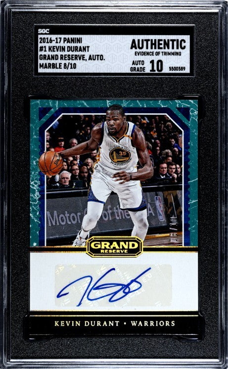 Kevin Durant 2016-17 Panini Grand Reserve Card #1 /10- SGC Slabbed Auth/10 AUTO