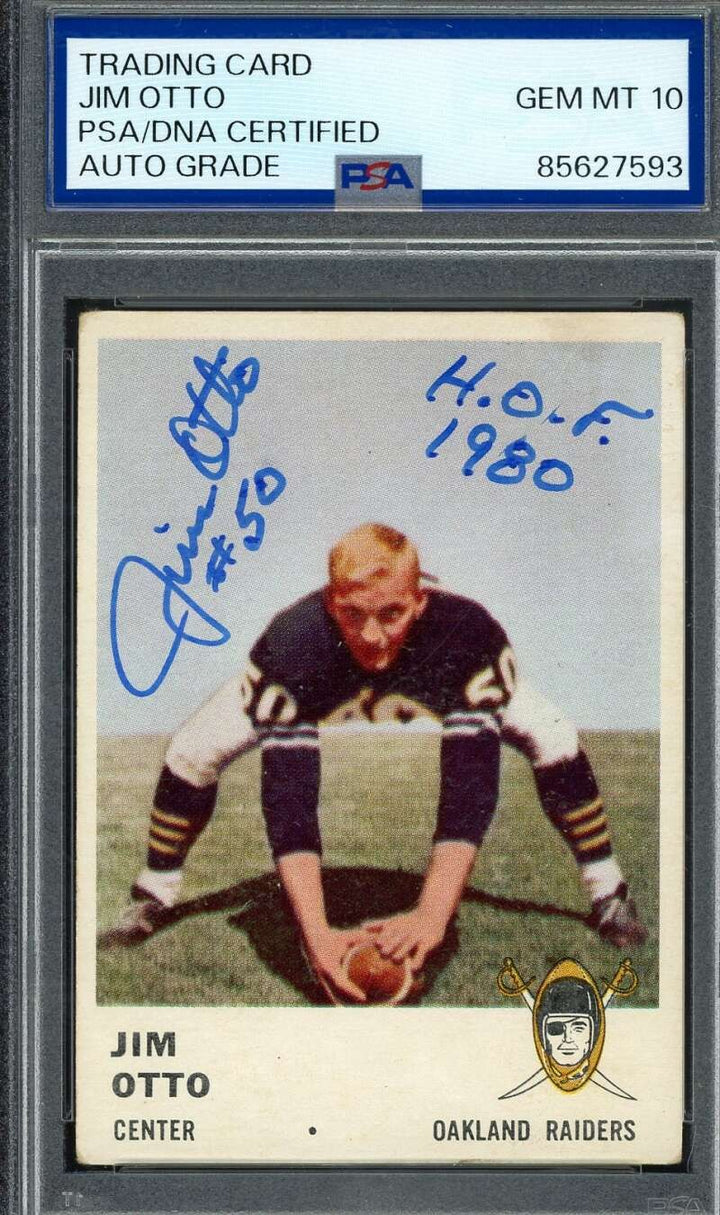 Jim Otto Gem Mint 10 PSA DNA Signed 1961 Fleer Rookie Autographed