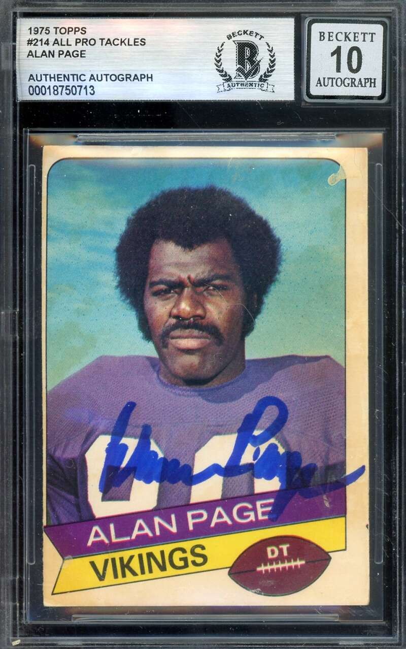 Alan Page Gem Mint 10 Beckett BAS Signed 1977 Topps Holsum Autograph