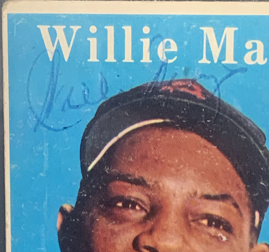 Willie Mays 1958 Topps #5 Original Signed In 1958 Vintage Auto Bas Coa Beckett