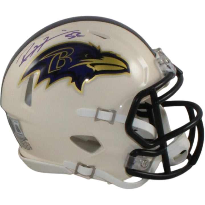 Ray Lewis Autographed Baltimore Ravens Retro Mini Helmet Beckett Witness 57538