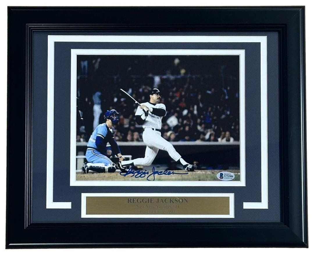 Reggie Jackson Signed Framed 8x10 New York Yankees 1981 ALDS Photo BAS