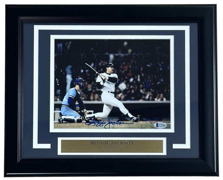Reggie Jackson Signed Framed 8x10 New York Yankees 1981 ALDS Photo BAS
