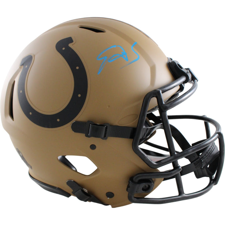 Edgerrin James Signed Indianapolis Colts Authentic 23 STS Helmet Beckett 54265
