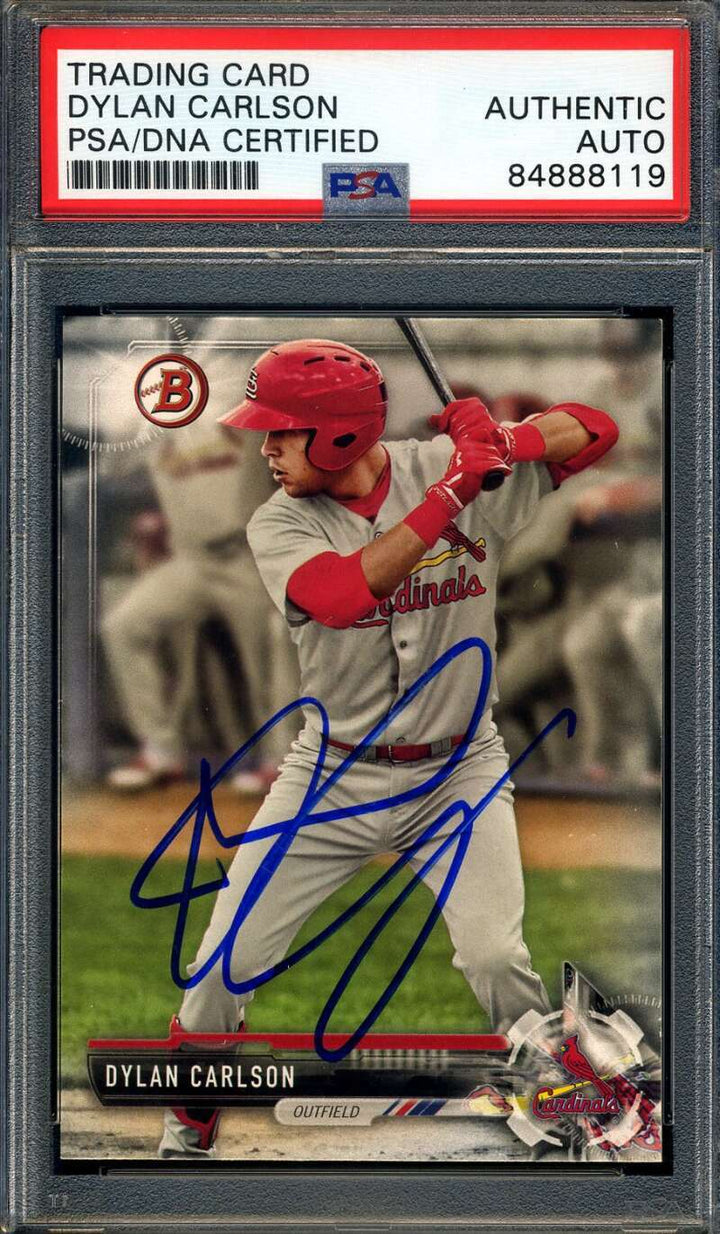 Dylan Carlson PSA DNA Signed 2017 Bowman Rookie Autographed