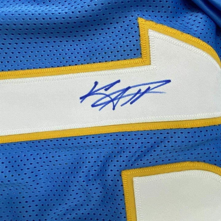 Framed Signed Keenan Allen 35x39 Los Angeles LA Powder Blue Jersey BAS COA