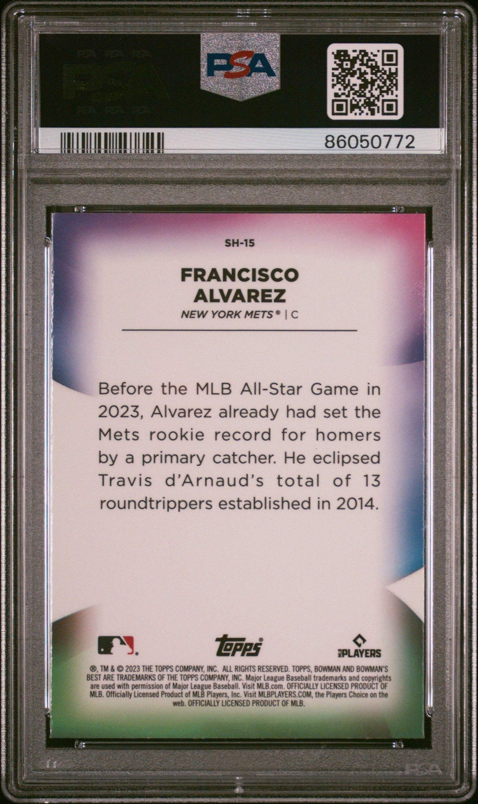 Graded 2023 Bowmans Best Francisco Alvarez #SH15 Shellacked Baseball Card PSA 10