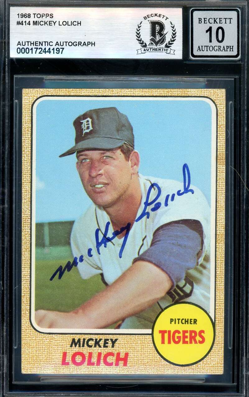 Mickey Lolich Gem Mint 10 Beckett BAS Signed 1968 Topps Autograph