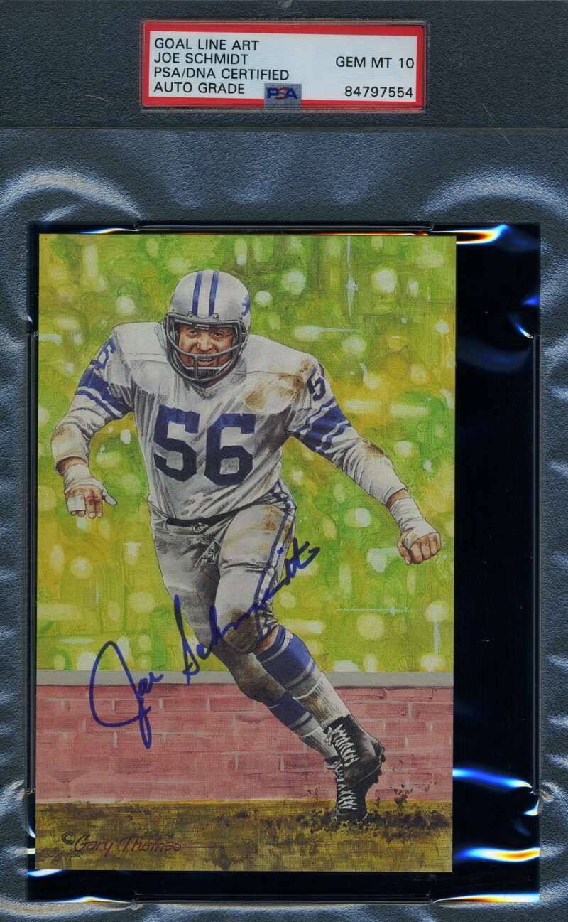 Joe Schmidt Gem Mint 10 PSA DNA Signed Goal Line Art Card GLAC Autograph