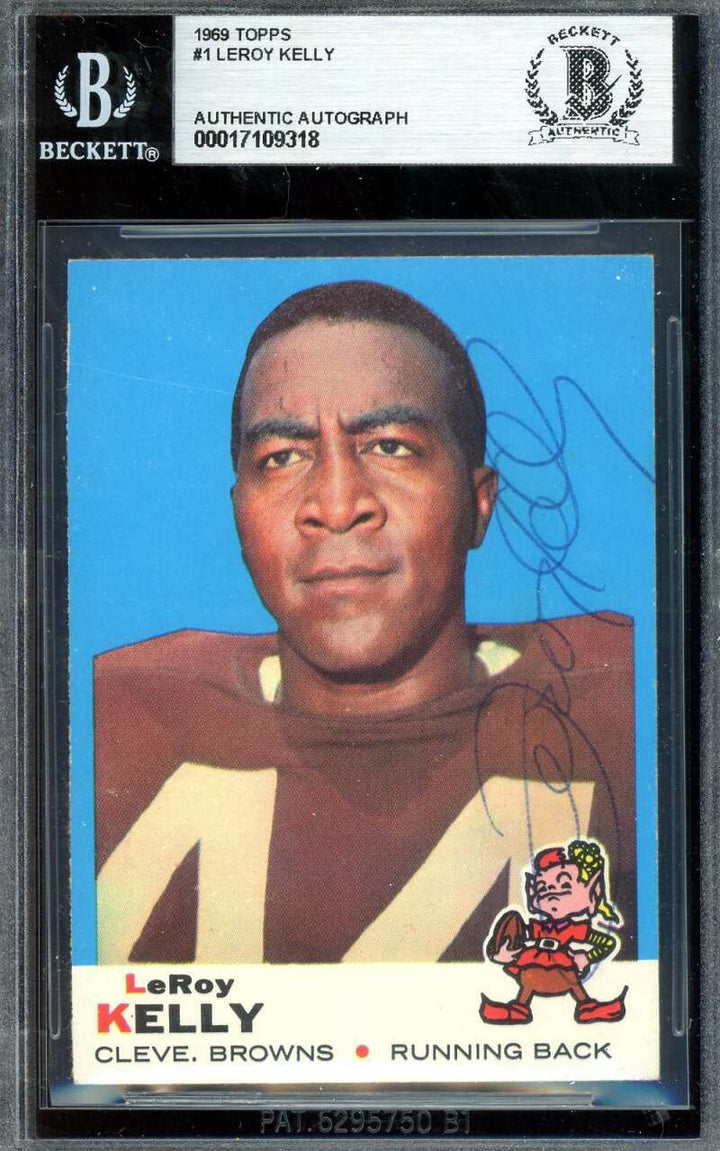 Leroy Kelly Beckett BAS Vintage Signed 1969 Topps Autograph