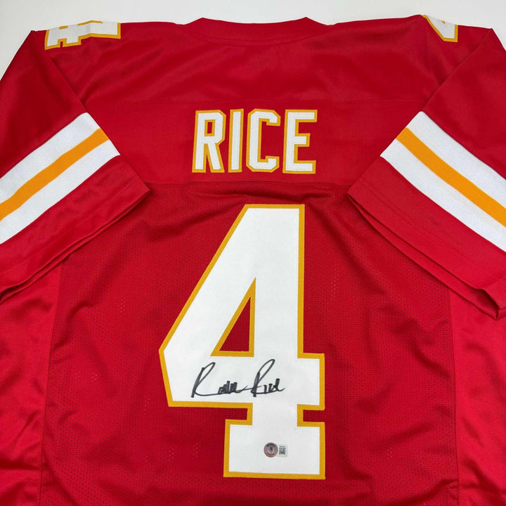 Autographed/Signed Rashee Rice Kansas City Red Jersey Beckett BAS COA