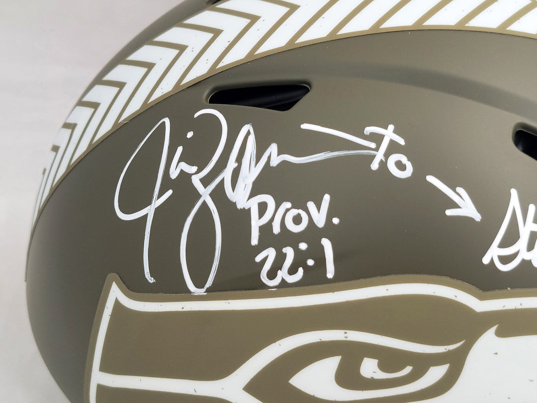 Steve Largent Jim Zorn Auto Seahawks Camo Salute 2 Service FS Helmet TD Seahawks
