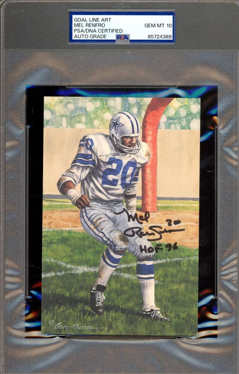 Mel Renfro Gem Mint 10 PSA DNA Autograph Goal Line Art Card GLAC Signed HOF 96