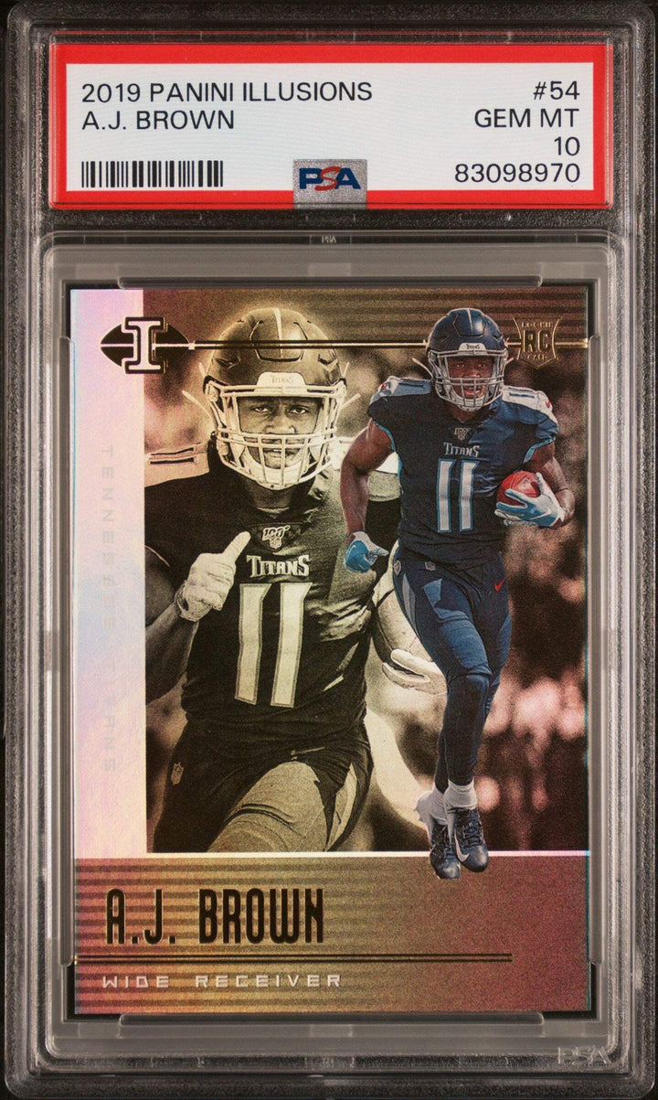 Graded 2019 Panini Illusions AJ Brown #54 Rookie Football Card PSA 10 Gem Mint
