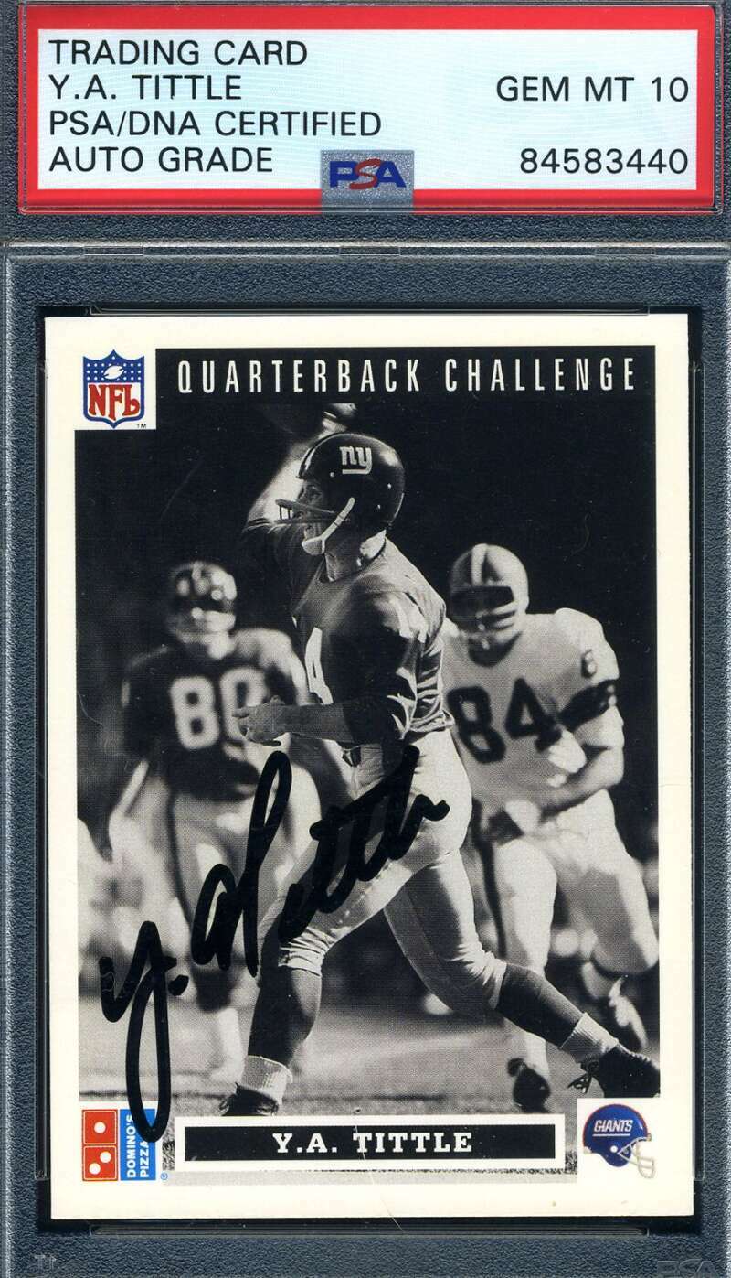 Ya Tittle Gem Mint 10 PSA DNA Signed 1990 Dominos Upper Deck Autograph 1