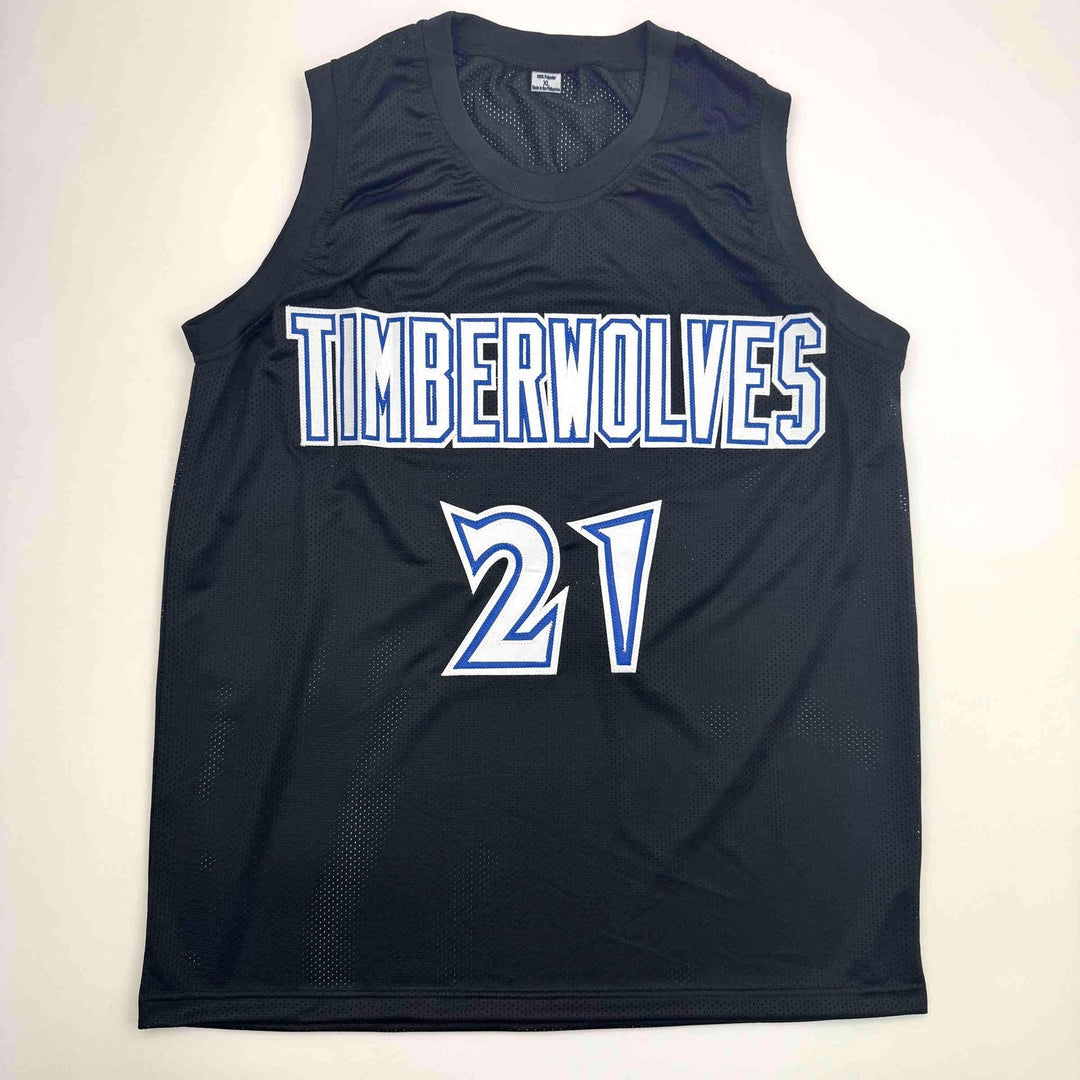 Autographed/Signed Kevin Garnett Minnesota Black Jersey Beckett COA