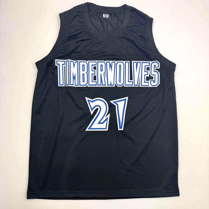 Autographed/Signed Kevin Garnett Minnesota Black Jersey Beckett COA