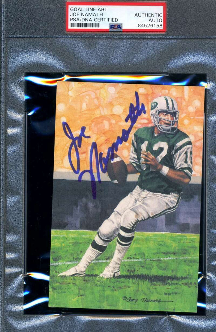 Joe Namath PSA DNA Slab Signed Goal Line Art Card Autograph GLAC