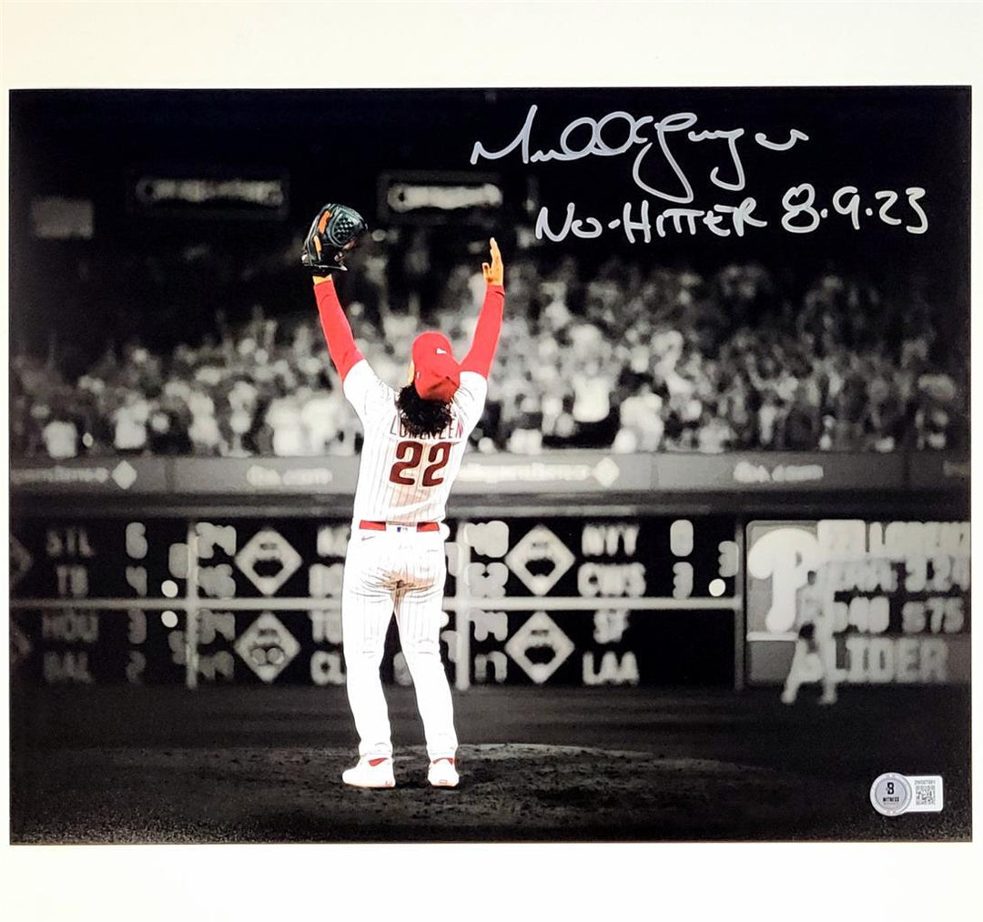 Michael Lorenzen signed "No Hitter 8-9-23" 11x14 Photo auto BAS Beckett Witness