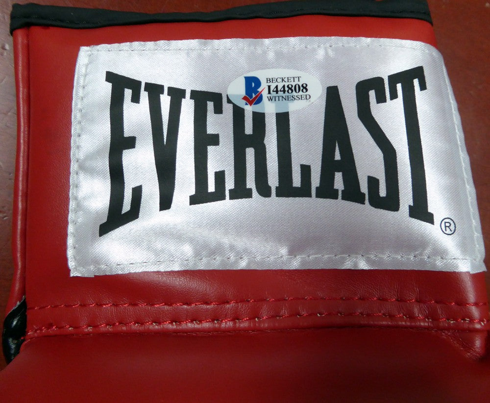 Floyd Mayweather Jr. Signed Red Everlast Boxing Glove LH Beckett BAS