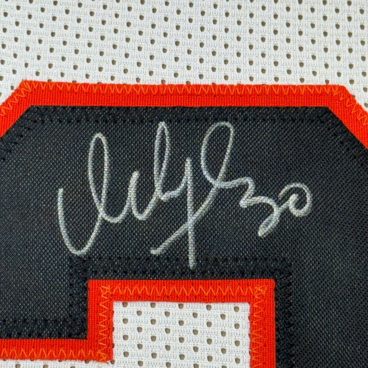 Framed Autographed/Signed Ickey Woods 35x39 Cincinnati White Jersey JSA COA