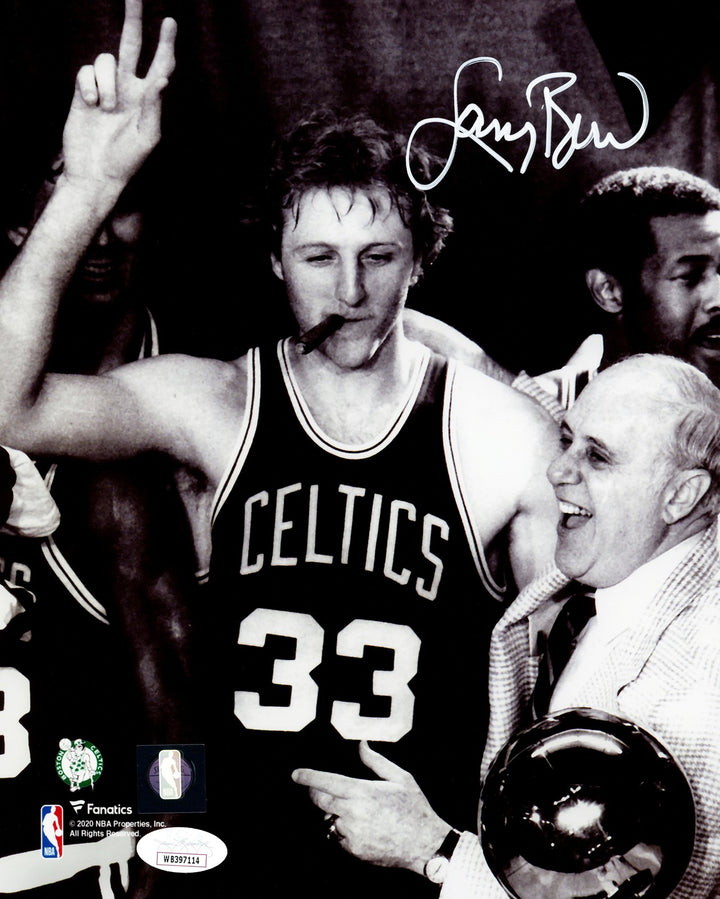 Larry Bird Autographed Signed 8x10 Photo Boston Celtics Red Auerbach JSA
