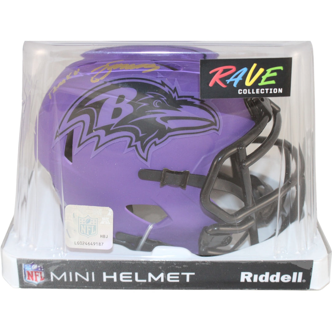 Zay Flowers Autographed/Signed Baltimore Ravens Rave Mini Helmet Beckett 53617
