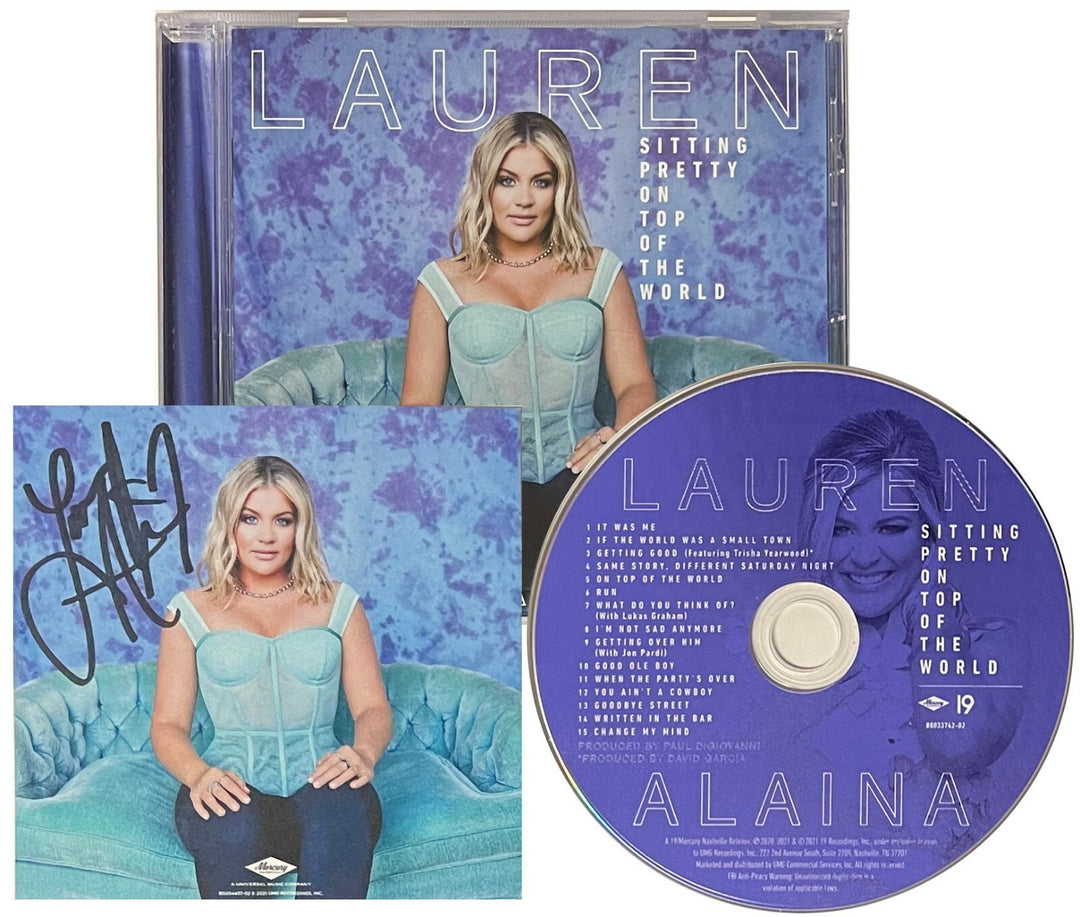 Lauren Alaina Signed 2021 "Sitting Pretty On Top Of The World" 4x4 Art Card w/CD