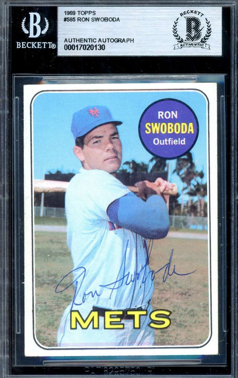 Ron Swoboda Beckett BAS Signed 1969 Topps Mets Autograph