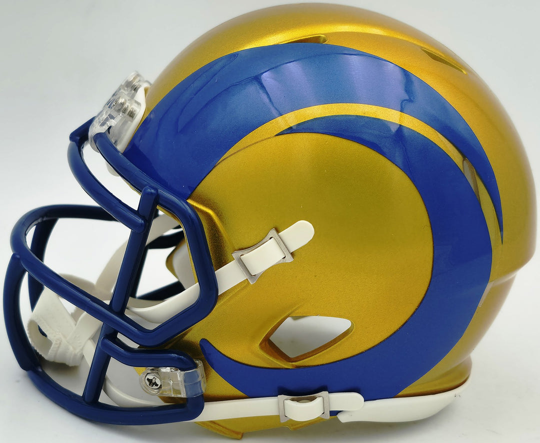 Davante Adams Signed Los Angeles Rams Flash Yellow Speed Mini Helmet Beckett BAS